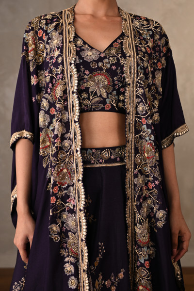 Amethyst Purple Lehenga Set With Cape