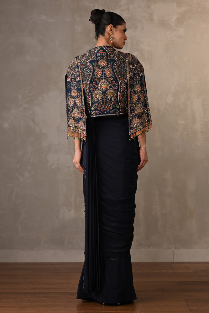 Navy Empress Silk Drape Saree