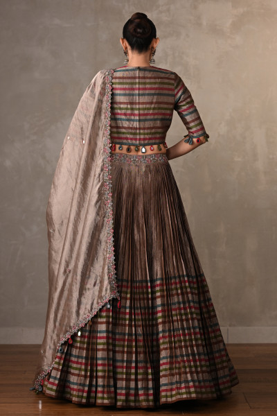 Striped Tissue Lehenga Set