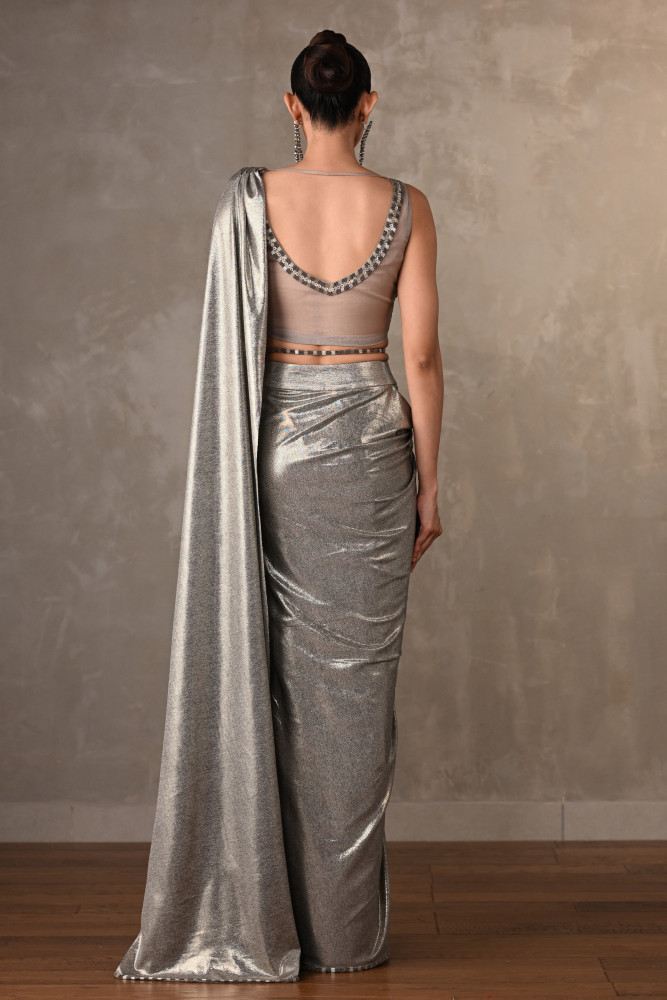 Metallic Luxe Embroidered Drape Saree