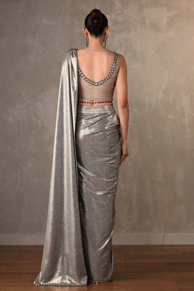 Metallic Luxe Embroidered Drape Saree