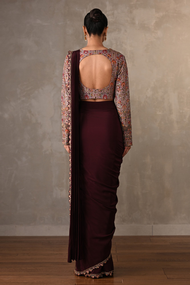 Midnight Enchant Crepe Drape Saree