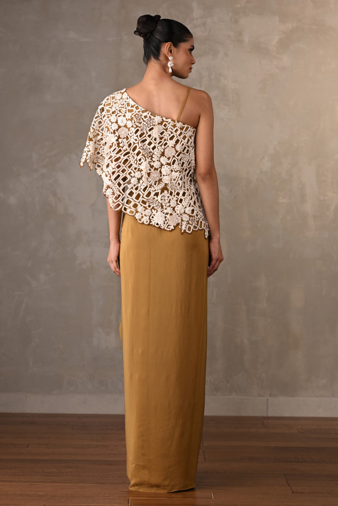 Ivory Mosaic Drape Skirt Set