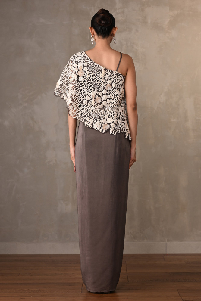 Ivory Mosaic Drape Skirt Set