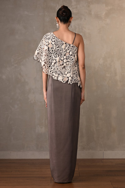 Ivory Mosaic Drape Skirt Set