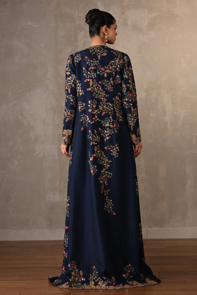 Opulent Navy Luxe Embellished Cape Set