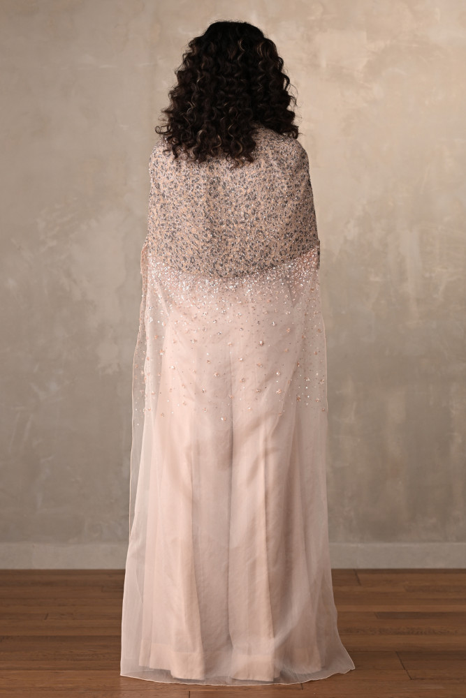 Blush Champagne Embellished Cape Set