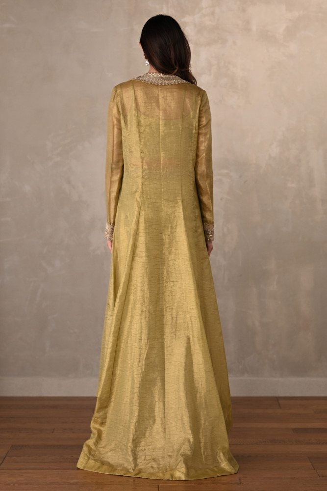 Pista Green Brocade Jacket Set