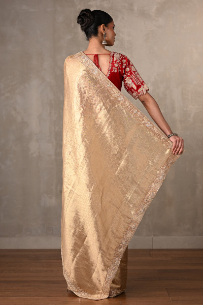 Regal Gold Banarasi Saree With Contrast Blouse
