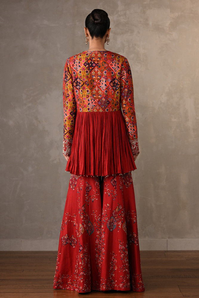 Royal Red Silk Embroidered Co-Ord Set