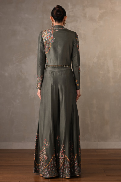 Silk Cropped Top Suit Co-ord