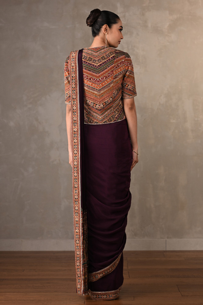 Opulent Border Embellished Drape Saree Set
