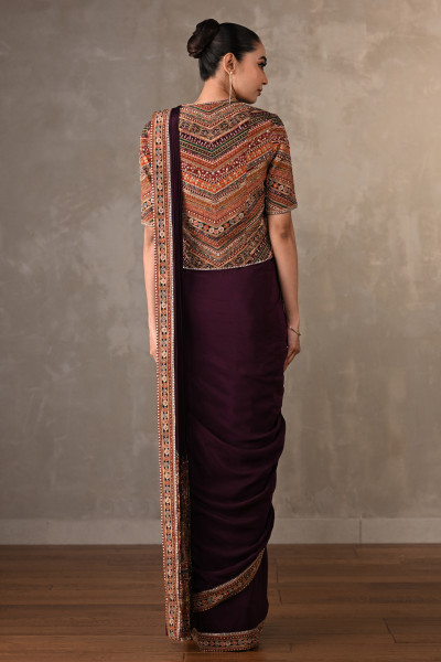 Opulent Border Embellished Drape Saree Set