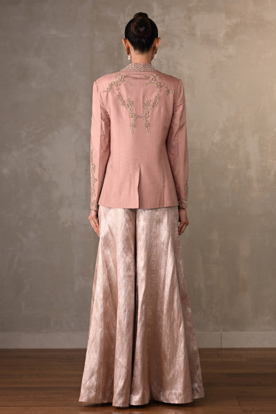 Pink Brocade Pant Suit Set