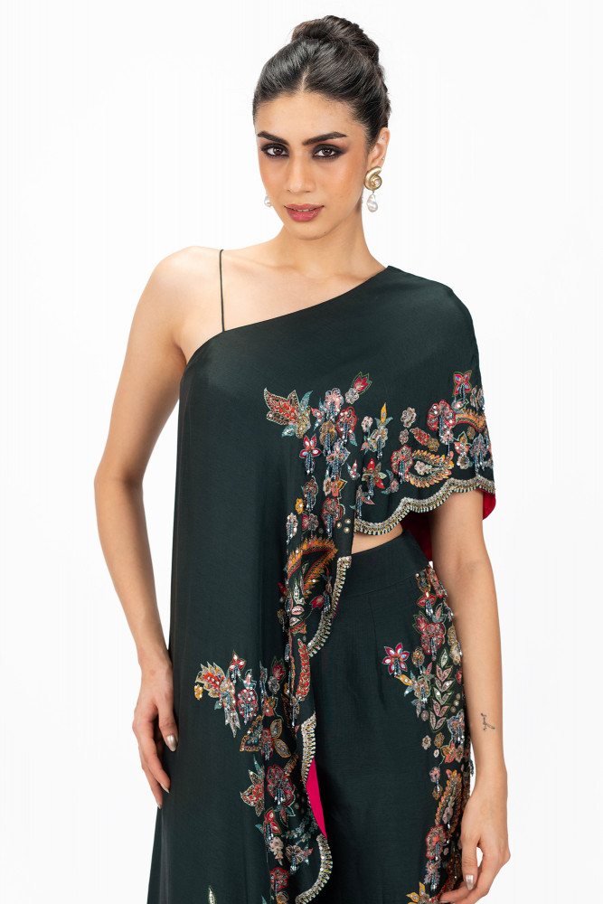 One shoulder Silk Co-ord
