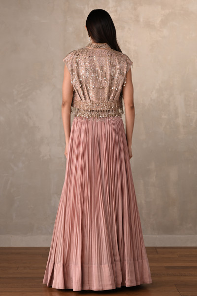 Blush Ember Pleated Crepe Lehenga Set