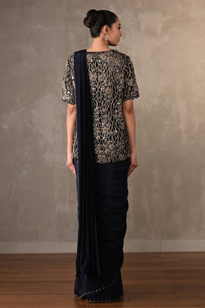 Ornate Cutwork Drape Saree