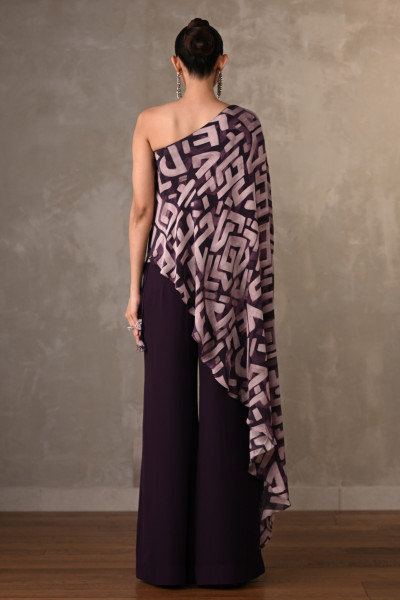 Geometric Print One-Shoulder Co-Ord Set