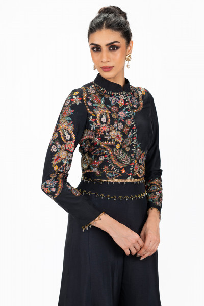 Silk Cropped Top Suit Co-ord