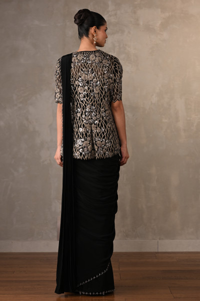 Ornate Cutwork Drape Saree