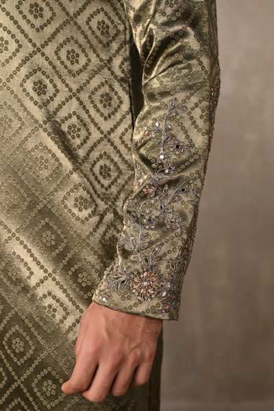 Sea Green Silk Jacquard Kurta