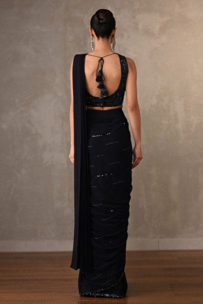 Noir Georgette Pre-Stitched Saree