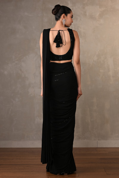 Noir Georgette Pre-Stitched Saree