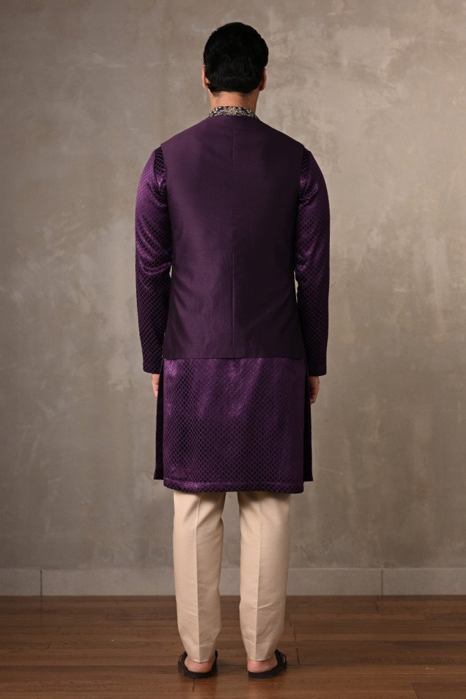 Royal Amethyst Embroidered Bundi Set