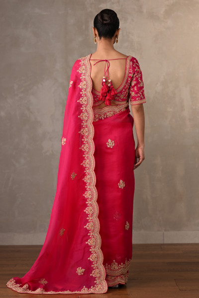 Radiant Ruby Organza Saree Set