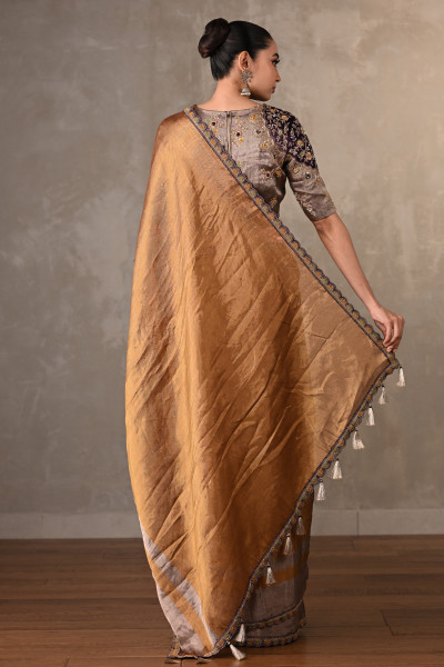 Bronze Gold Tissue Saree Set