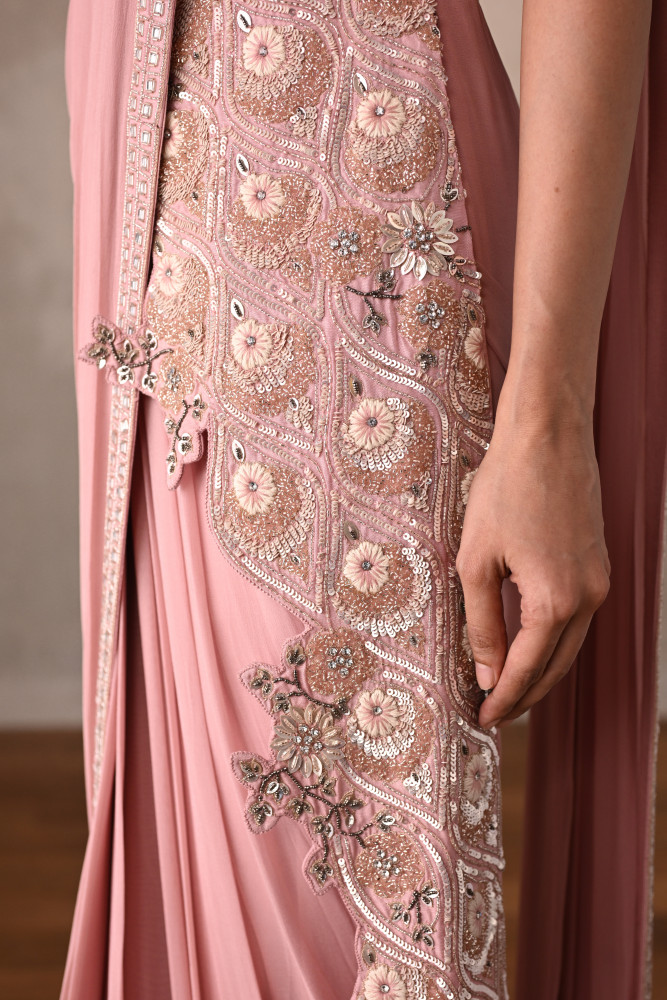 Blush Bloom Embellished Drape Saree