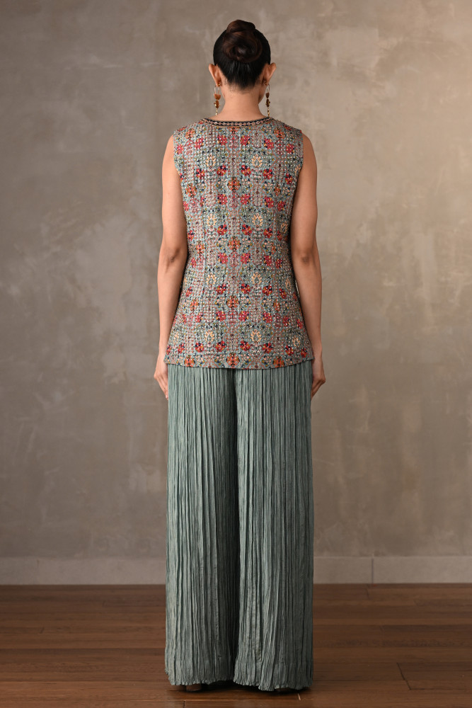 Rosette Embroidered Organza Co-Ord Set