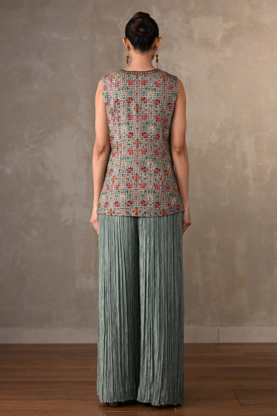 Rosette Embroidered Organza Co-Ord Set