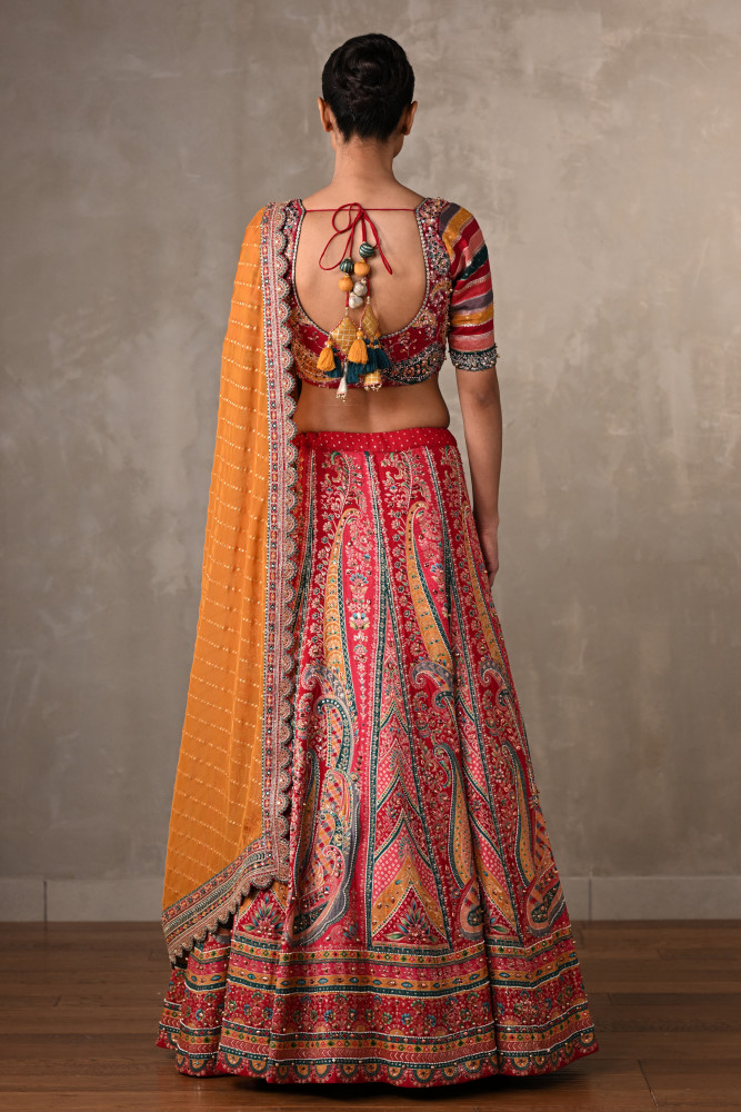 Heritage Paisley Embroidered Organza Lehenga Set