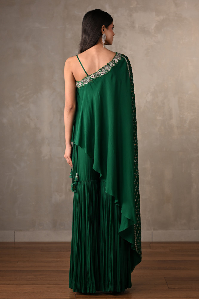 Bottle Green One-Shoulder Co-Ord Set