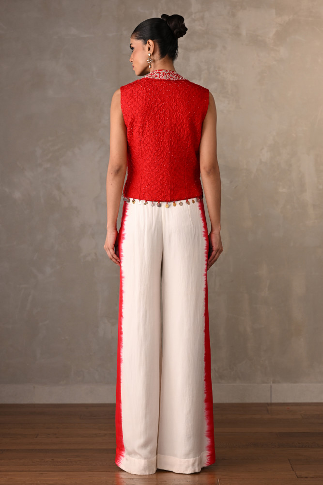 Bandhej Coin-Edge Waistcoat Set