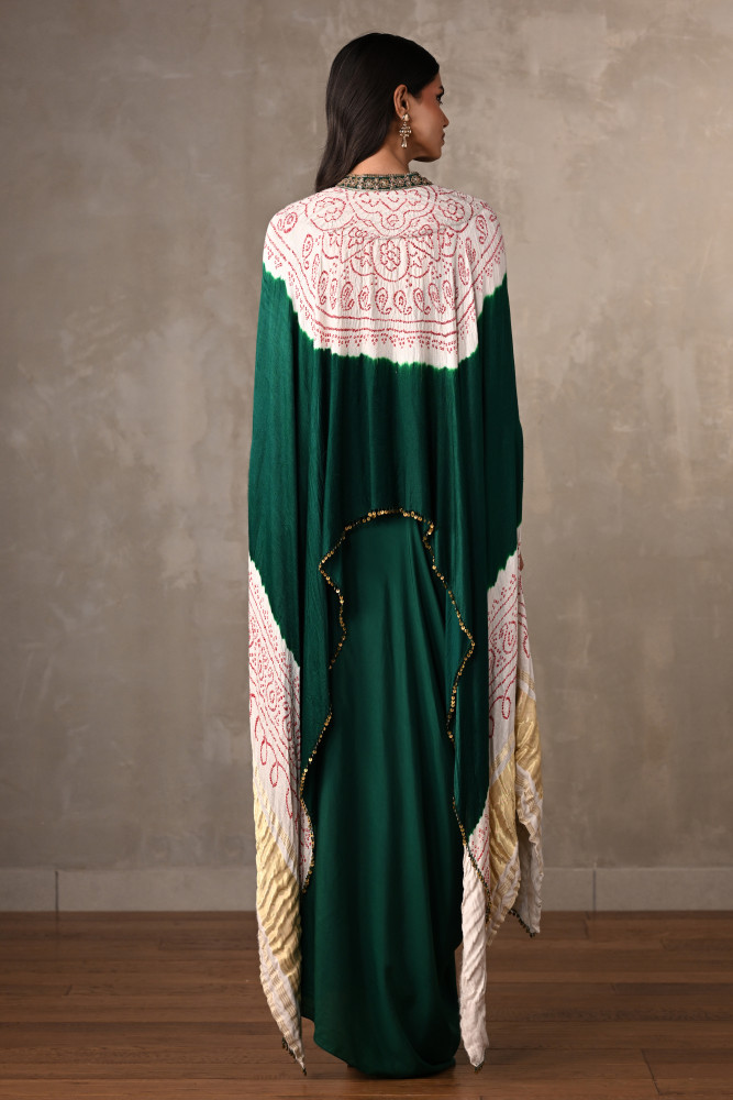Bottle Green Aura Cape Set