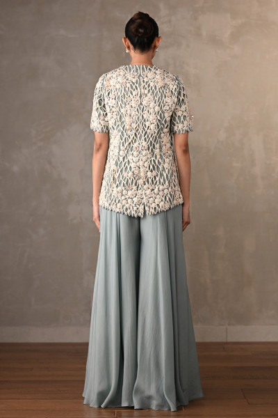 Blush Cutwork Embroidered Silk Co-Ord Set