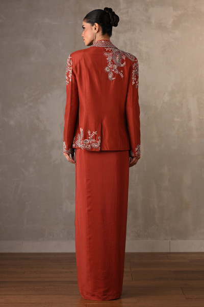 Rust Royale Embellished Drape Ensemble