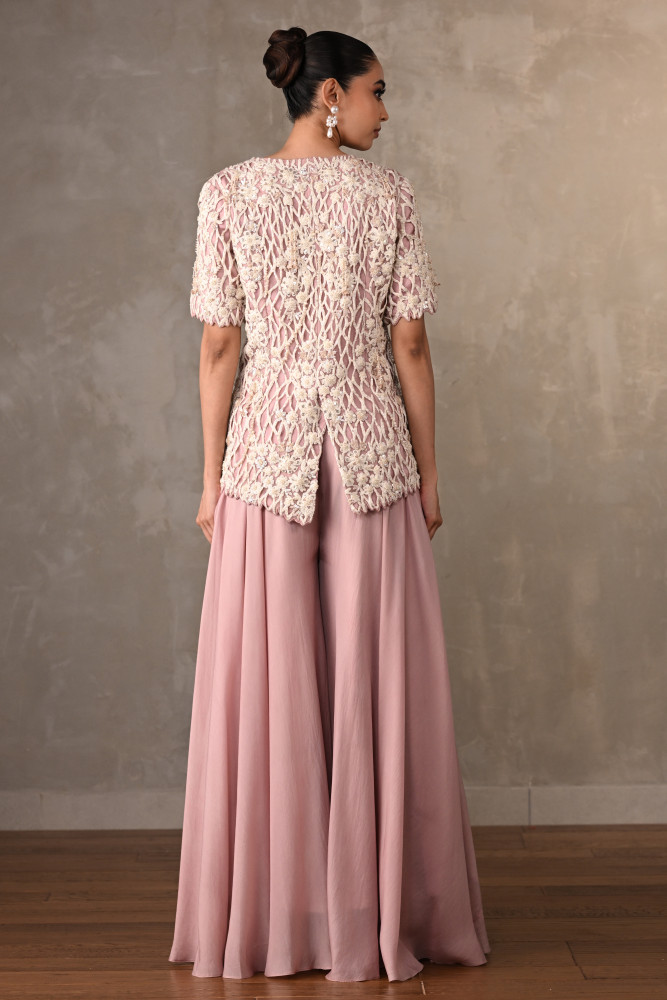 Blush Cutwork Embroidered Silk Co-Ord Set