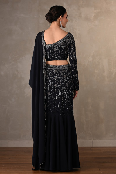 Midnight Aurora Embellished Georgette Lehenga Set