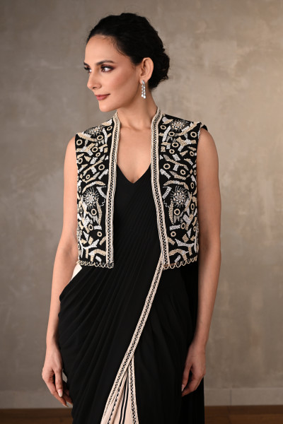 Embellished Drape Saree With Jacket