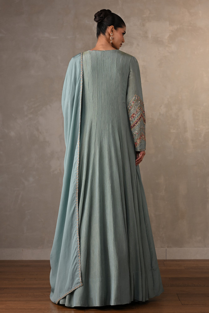 Sky Blue Luxe Embroidered Organza Anarkali