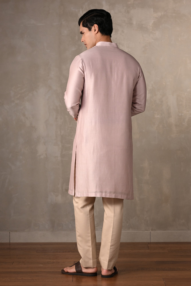 Mauve Mirage Chanderi Silk Embellished Kurta