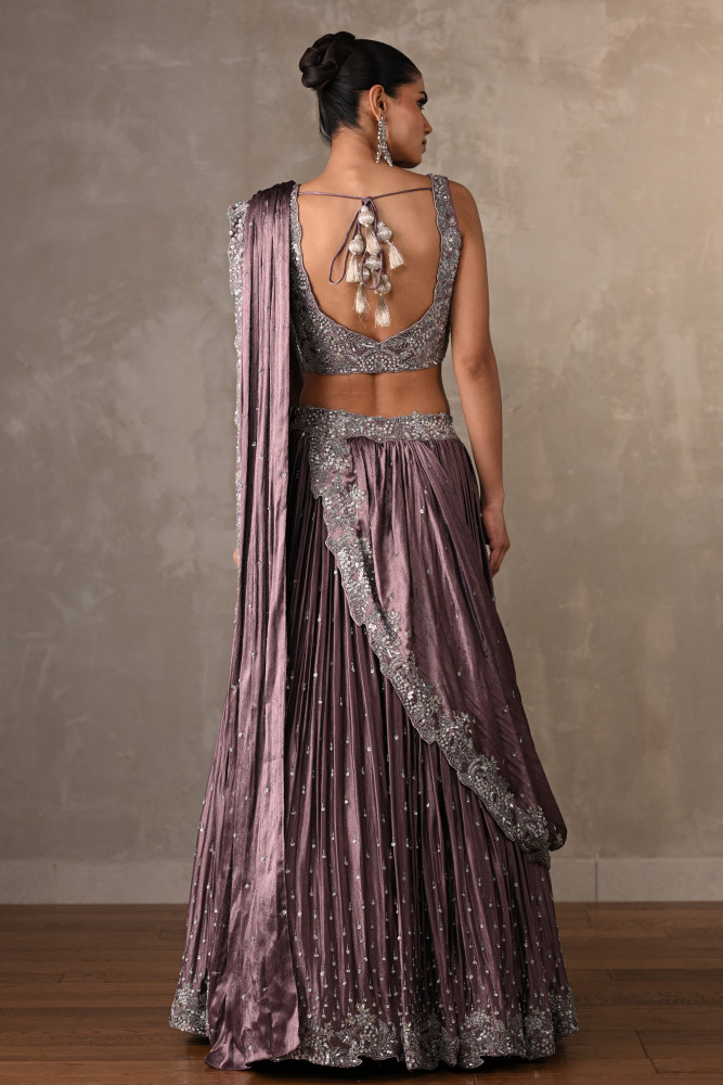 Mauve Gleam Satin Lehenga Set