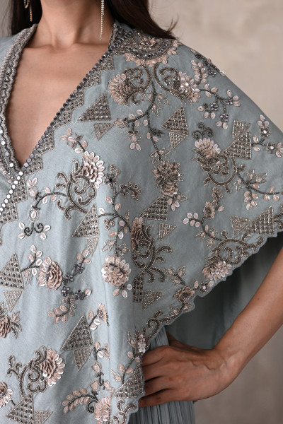 Sky Blue Embroidered  Set