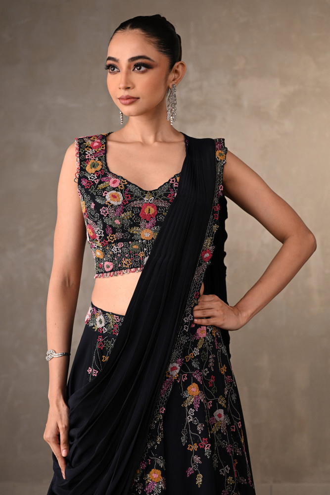 Multicolour Embroidered Lehenga Set