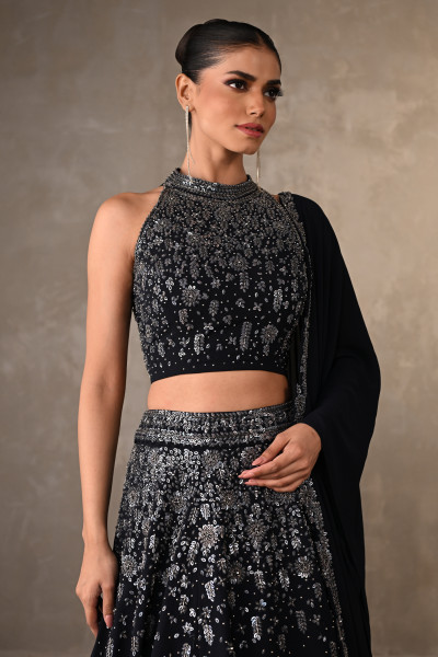 Halter Neck Embellished Lehenga Set