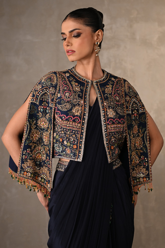 Navy Empress Silk Drape Saree