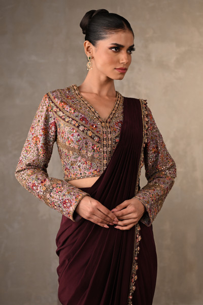 Midnight Enchant Crepe Drape Saree